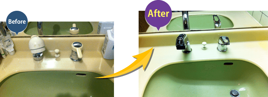 洗面台用水栓金具の取替